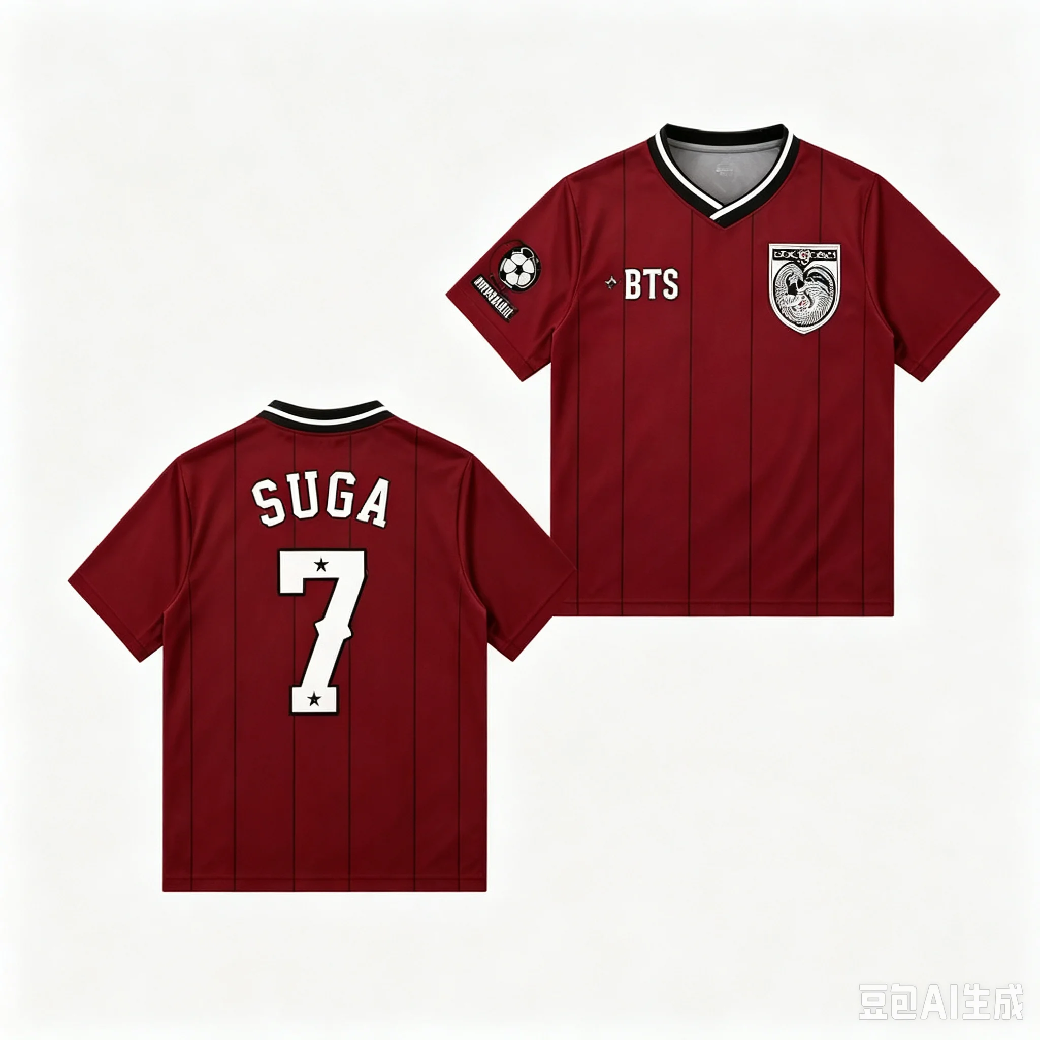 Kpop-Fan-Trikot, Nummer 7 Aufdruck, weinrotes Fußballtrikot, Familien-Matching, Polyester-Sport-T-Shirt, Kpop-Fan-Merch, lässige Streetwear – Detail 8