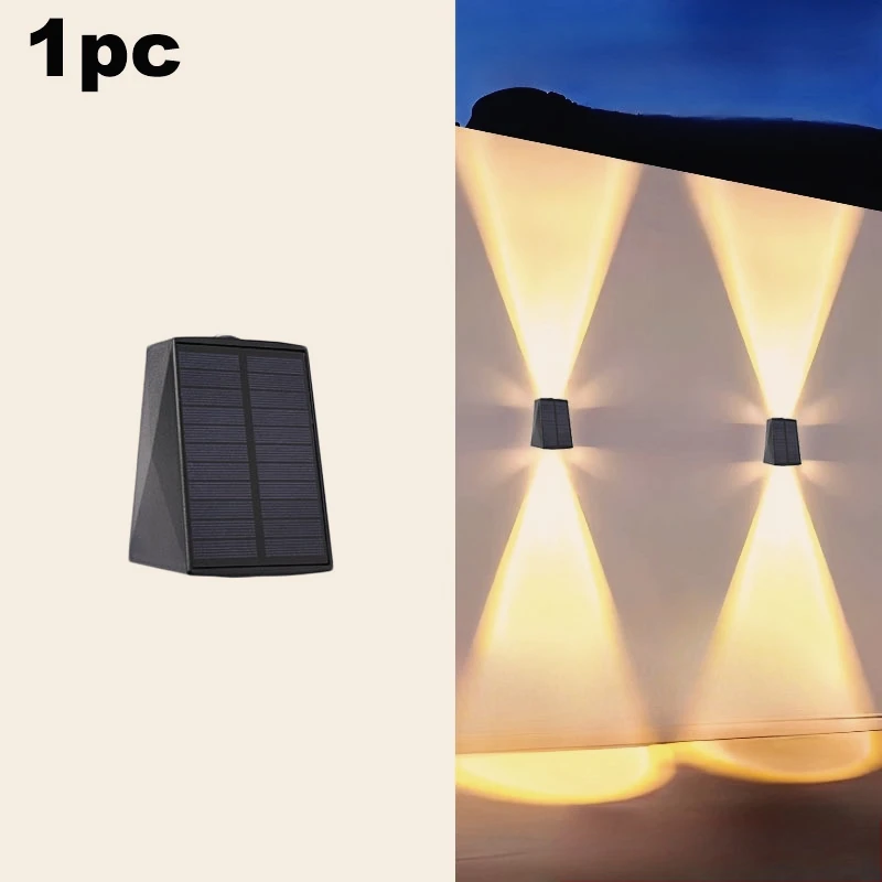 LED-wandlampen op zonne-energie Op en neer verlichting Zonne-buitenlicht Waterdicht IP65 Zonne-heklicht voor huis Yard Garden Garage