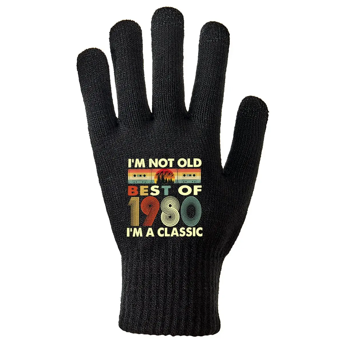 

Я не старый, я классика 1980 года. Новые мужские зимние теплые вязаные перчатки с ретро-графикой.