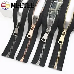 Cremalleras de Metal con cierre automático, cremalleras de cierre automático de 15-80cm para chaqueta de costura, accesorios de cremallera para ropa DIY, 1/2 piezas, 5 #