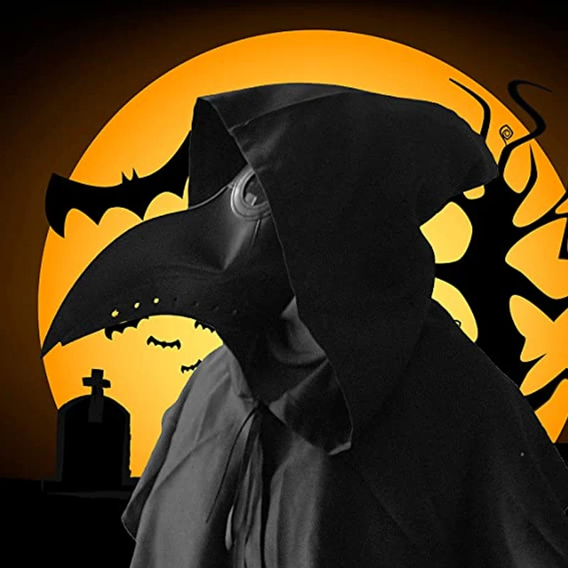 

Funny Steampunk Plague Doctor Bird Mask Leather Punk Cosplay Masks Beak Adult Halloween Event Cosplay Props Black Face Mask