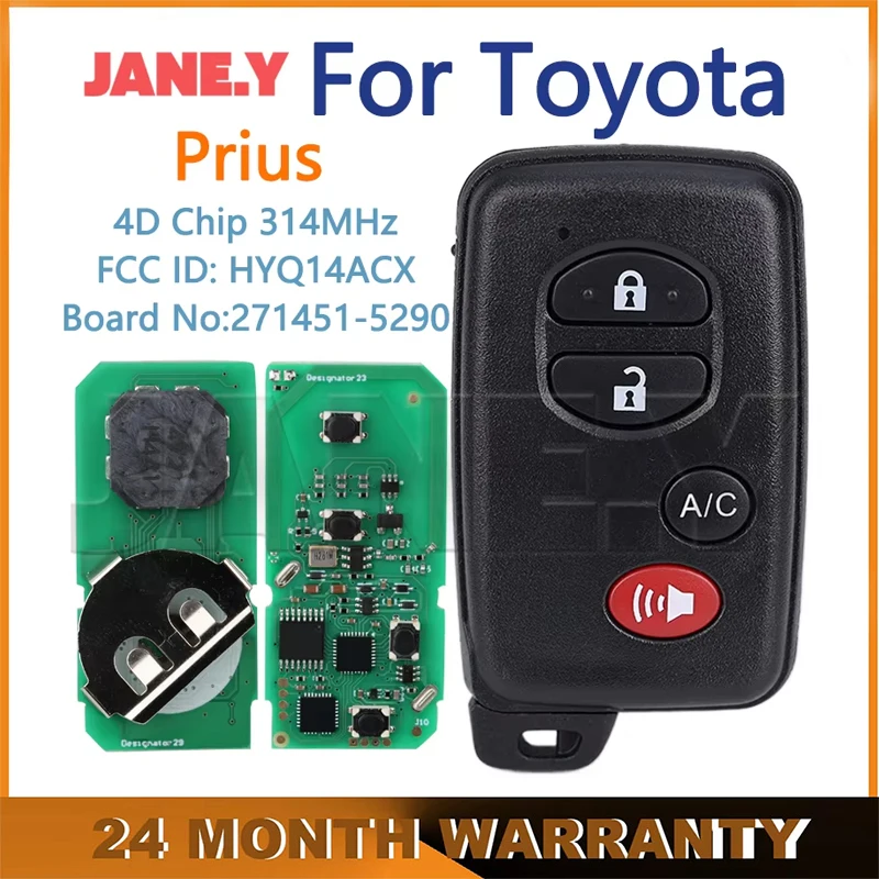 

For Toyota Prius/Plug-In 2010 2011 2012 2013 2014 2015 Keyless Go Smart Remote Key FCC ID: HYQ14ACX Board 271451-5290 4D Chip