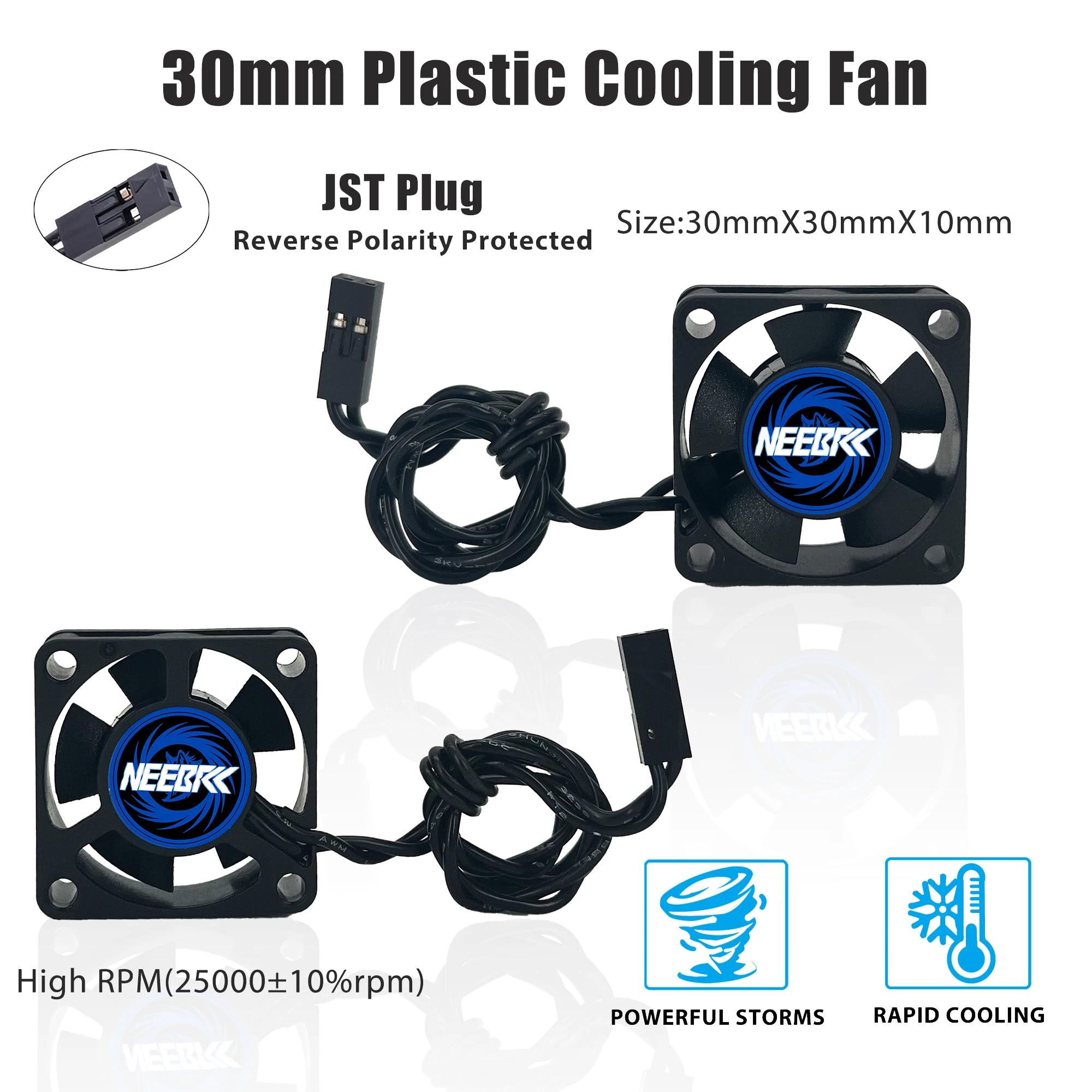 NEEBRC Dual Cooling Fan Metal Heatsink Holder 5-12V 25000RPM Rapid Cool for 1/8 1/10 RC Car Crawler 40mm Brushless Motor Parts