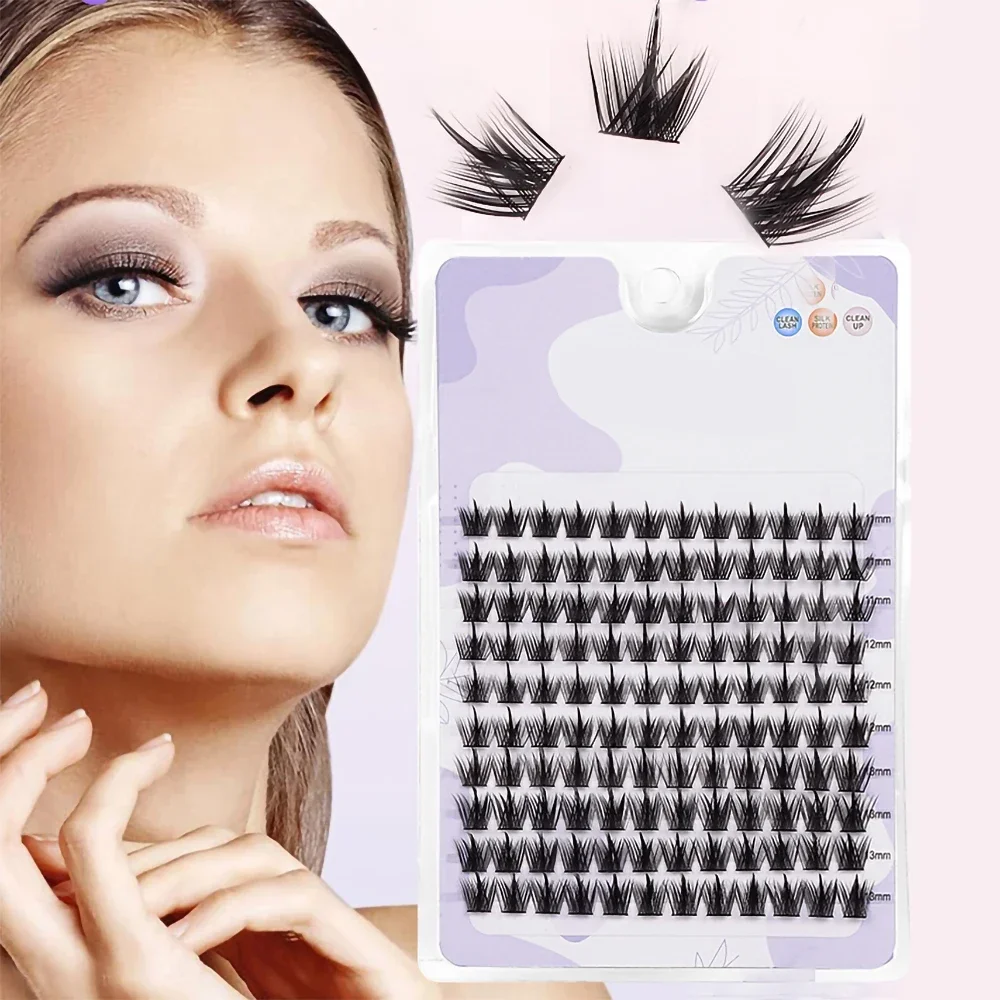 120 Cluster Individuele Valse Wimpers 10/12/14 Mm Piekerige Pluizige Nepwimpers Make-Up Tools Wimper Extensie Tools