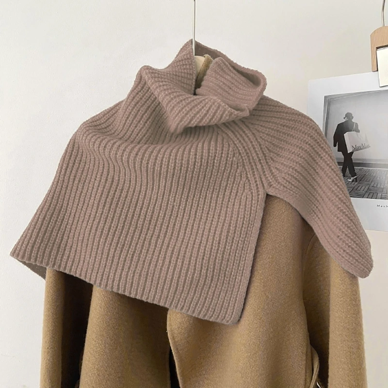 Pull Écharpe Tricot Col Roulé Pull Amovible Col Châle Cape Châle Wrap