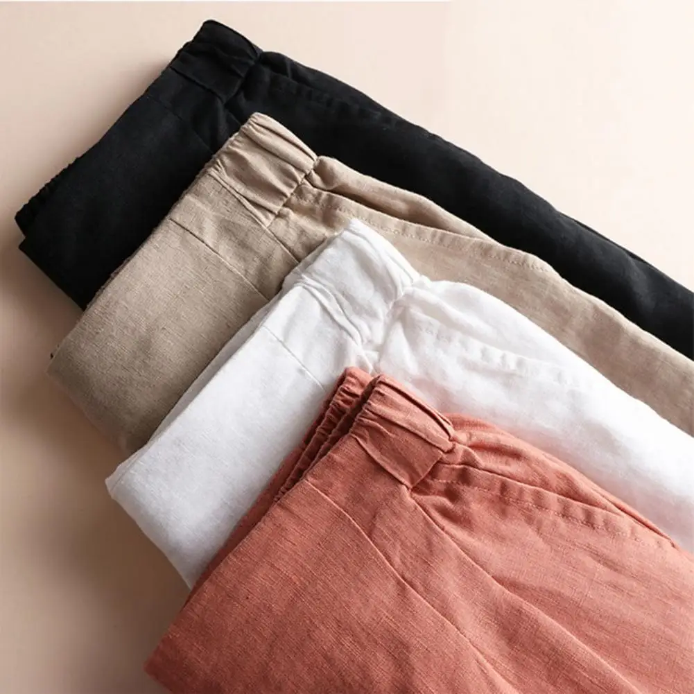 Women Shorts Elastic Waist Loose Side Pockets High Waist Homewear Shorts pantalones cortos mujer