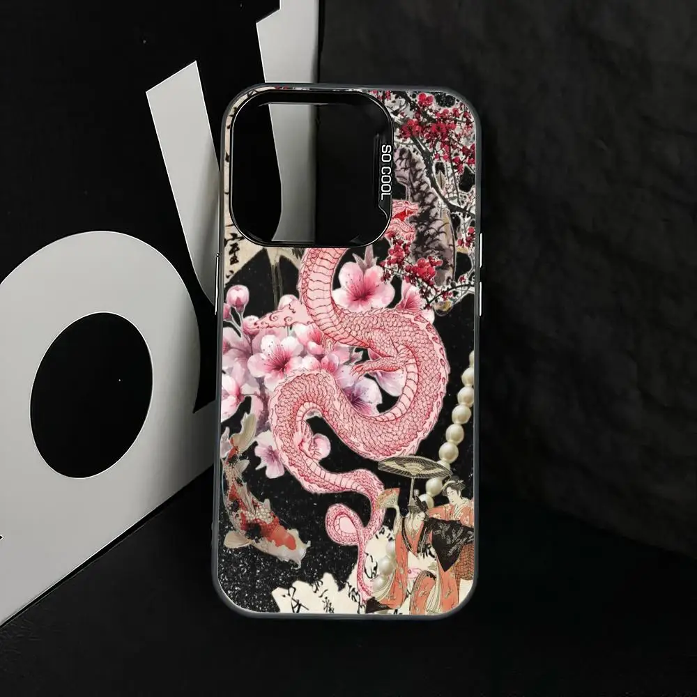 Чехол для телефона с рисунком розового дракона для iPhone 17, 16, 14, 13, 12, 11 Pro/Max/Plus, противоударный задний чехол с защитой от отпечатков пальцев