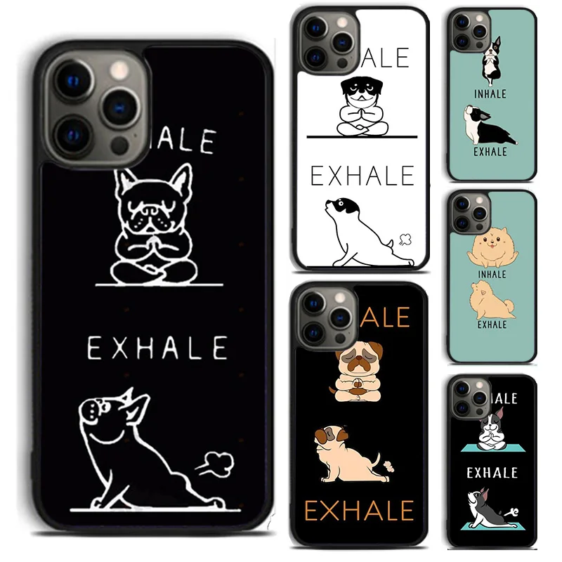 Inhale Exhale French Bulldog Jack Russell Terrier Yoga phone Case For iPhone 16 15 14 Plus XR XS apple 16 11 12 13 Pro Max coque