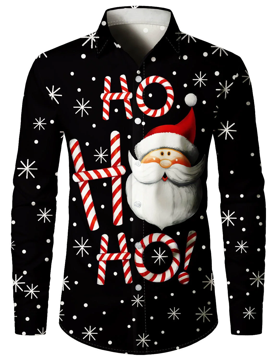 Santa Claus And Snowflake Pattern Men's Shirts Long Sleeve 3d Print Street Christmas Style Male Blouse 4XL Big Size Casual Shirt