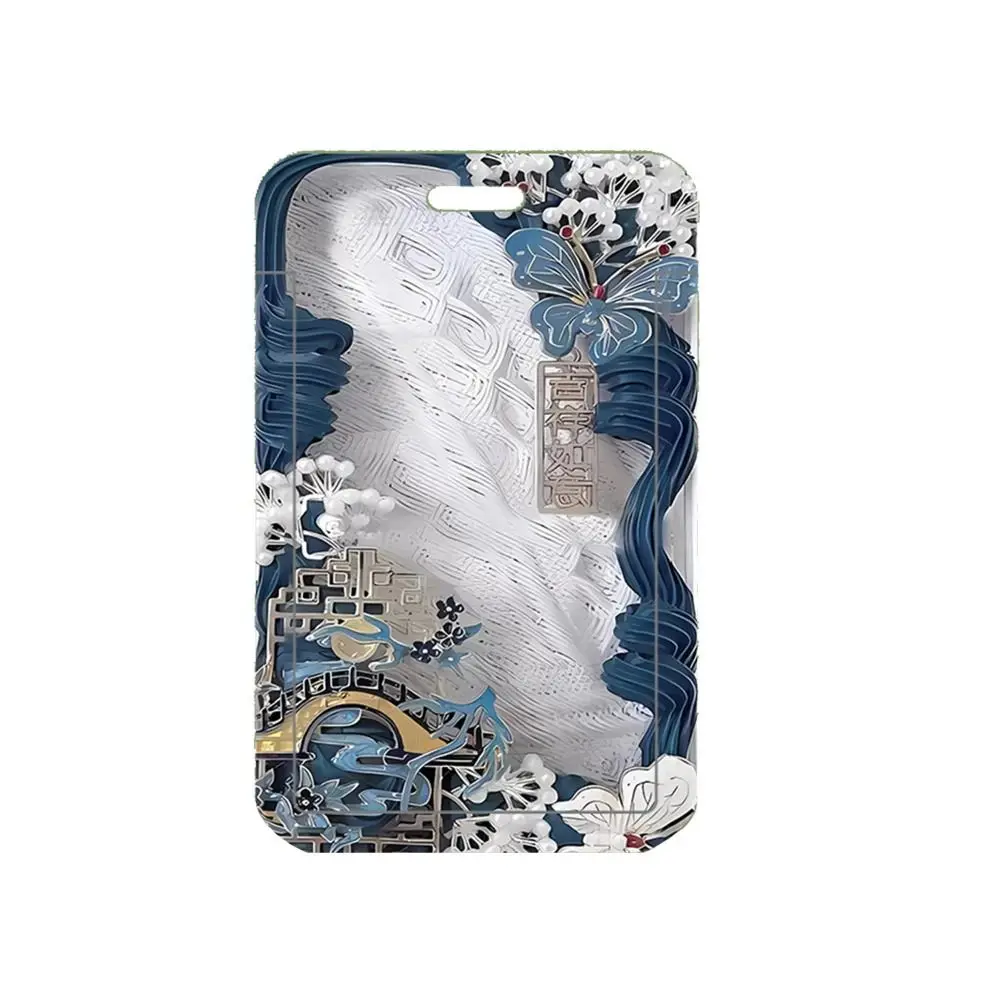 Card Protectors Vintage Flower Card Case Butterfly Flower Flowe Bus Card Cover Case Green Plastic Romantic Butterfly Card Holder