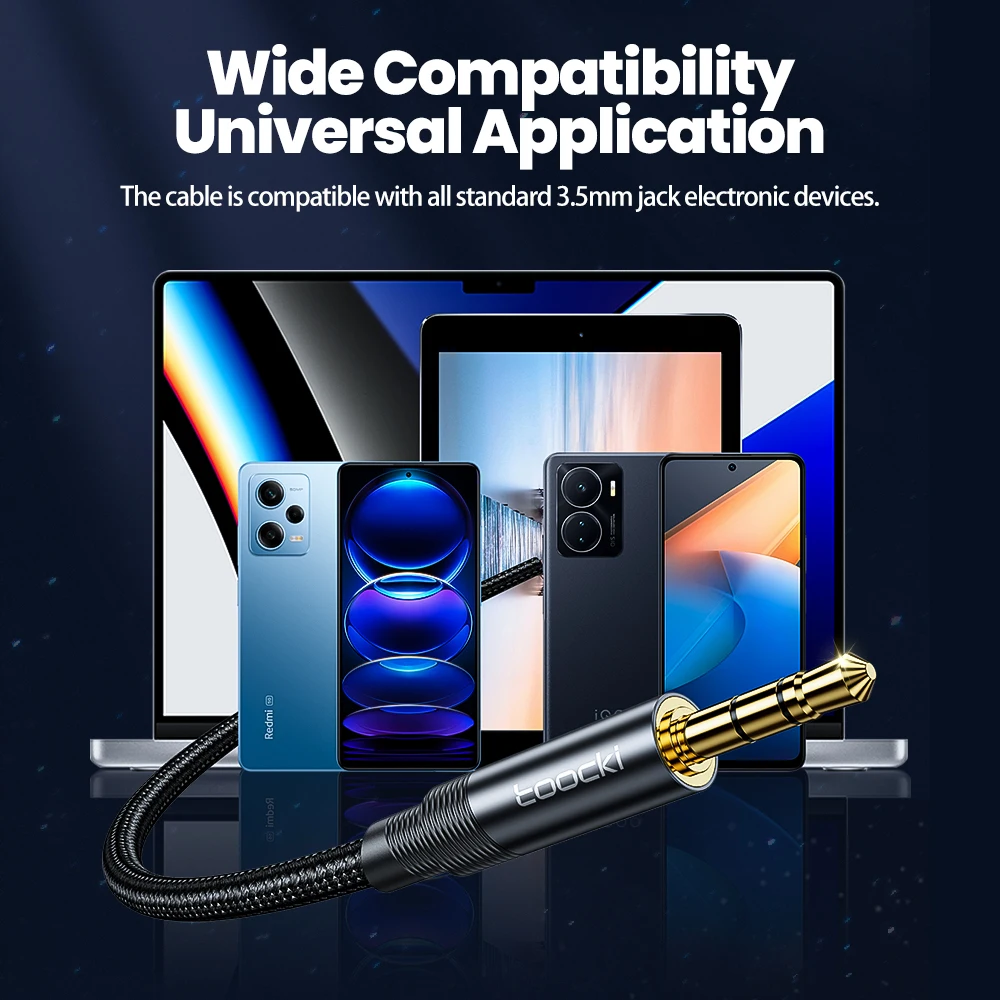 Toocki Audio Aux Cable 3.5mm Male to Male Jack Aux Cord For Car Headphone Audio Extension Speaker Wire For Samsung Xiaomi Laptop
