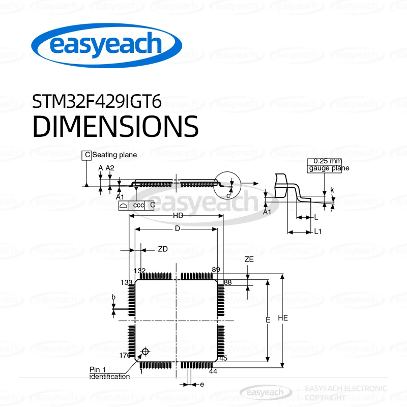 STM32F429IGT6 STMicroelectronics LQFP-176 ARM Cortex-M4 32 بت متحكم MCUs