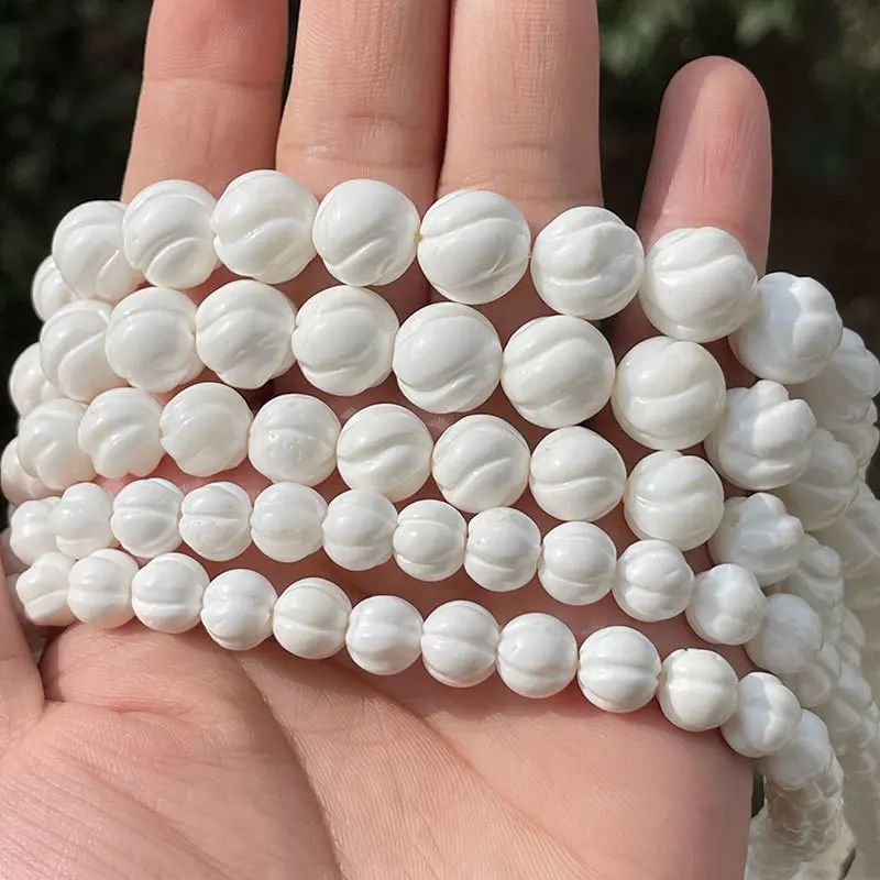 Natural AA White Tridacna Shell Twist Round 8/10/12mm Stone Beads Loose For DIY Necklace Bracelet Jewelry Making Strand 15\