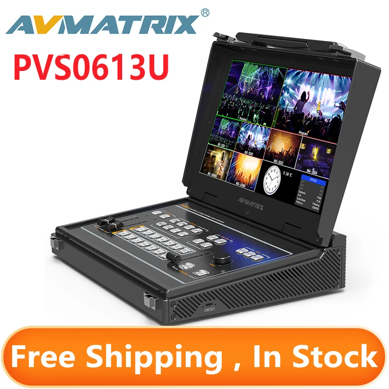 

Коммутатор AVMATRIX PVS0613U, 13,3 дюймов, IPS FHD экран, портативный 6-канальный 4SDI и 2HDMI входа, многоформатный потоковый коммутатор