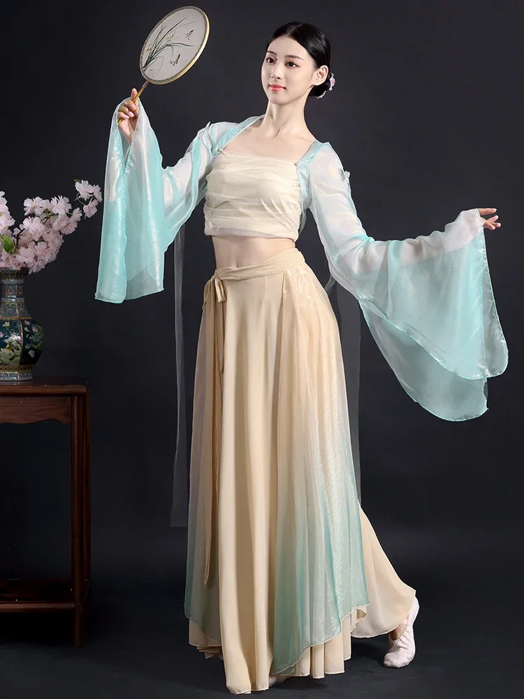 Chinese Style Folk Dance Classical Dance Costume Practice Clothes Elegant Performance Stage Dancewear National Waist Drum Suit