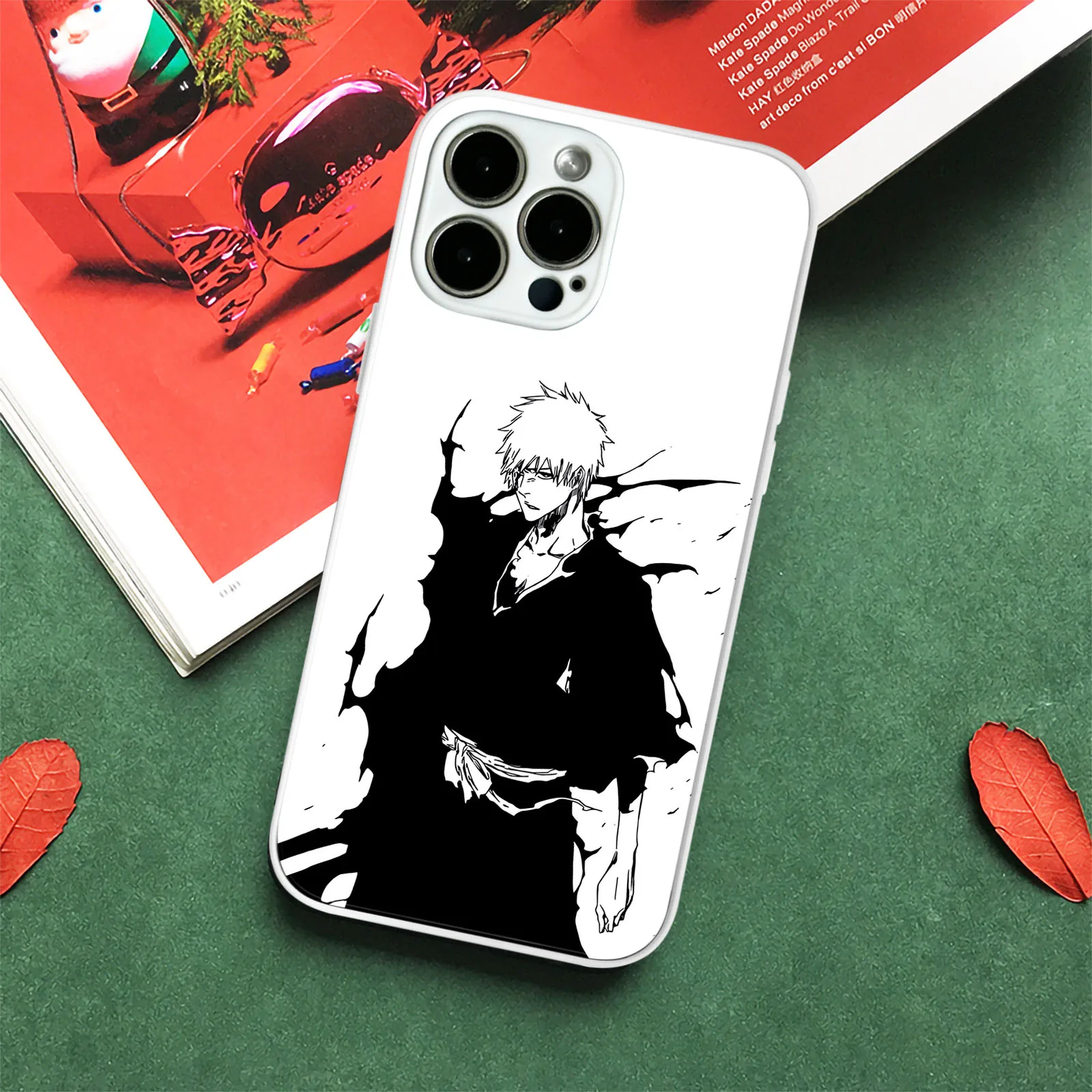 Anime Character White TPU Tempered Glass Colors ichigo Phone Case for iPhone 13 12 Mini 7 8 14 15 Plus 11 14 15 Pro Max