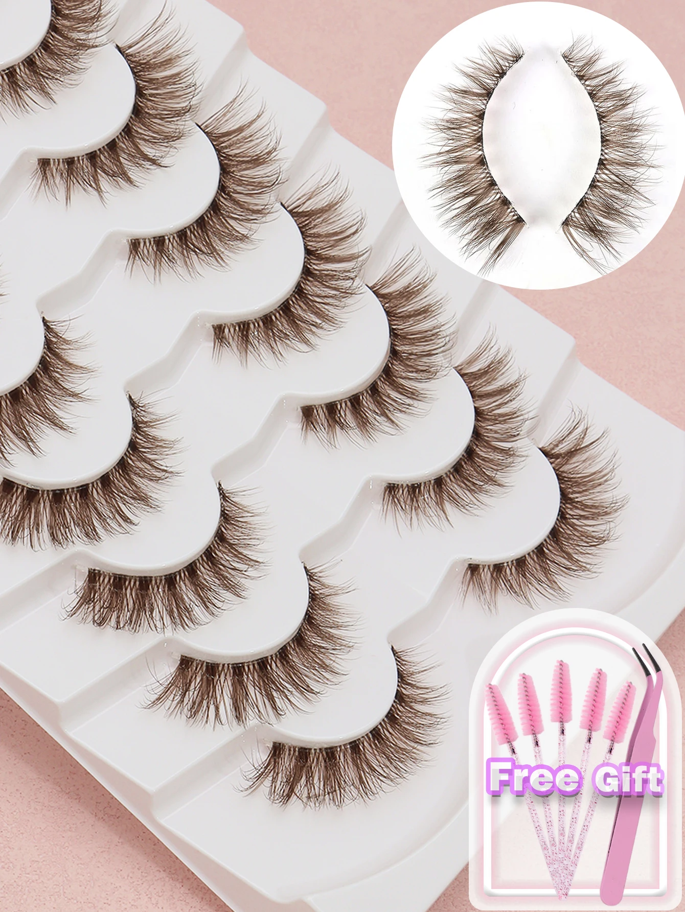 Ciglia di visone 3D marroni Ciglia di seta Ciglia naturali lunghe con estremità alate Ciglia allungate Ciglia lunghe naturali Manga Ciglia finte