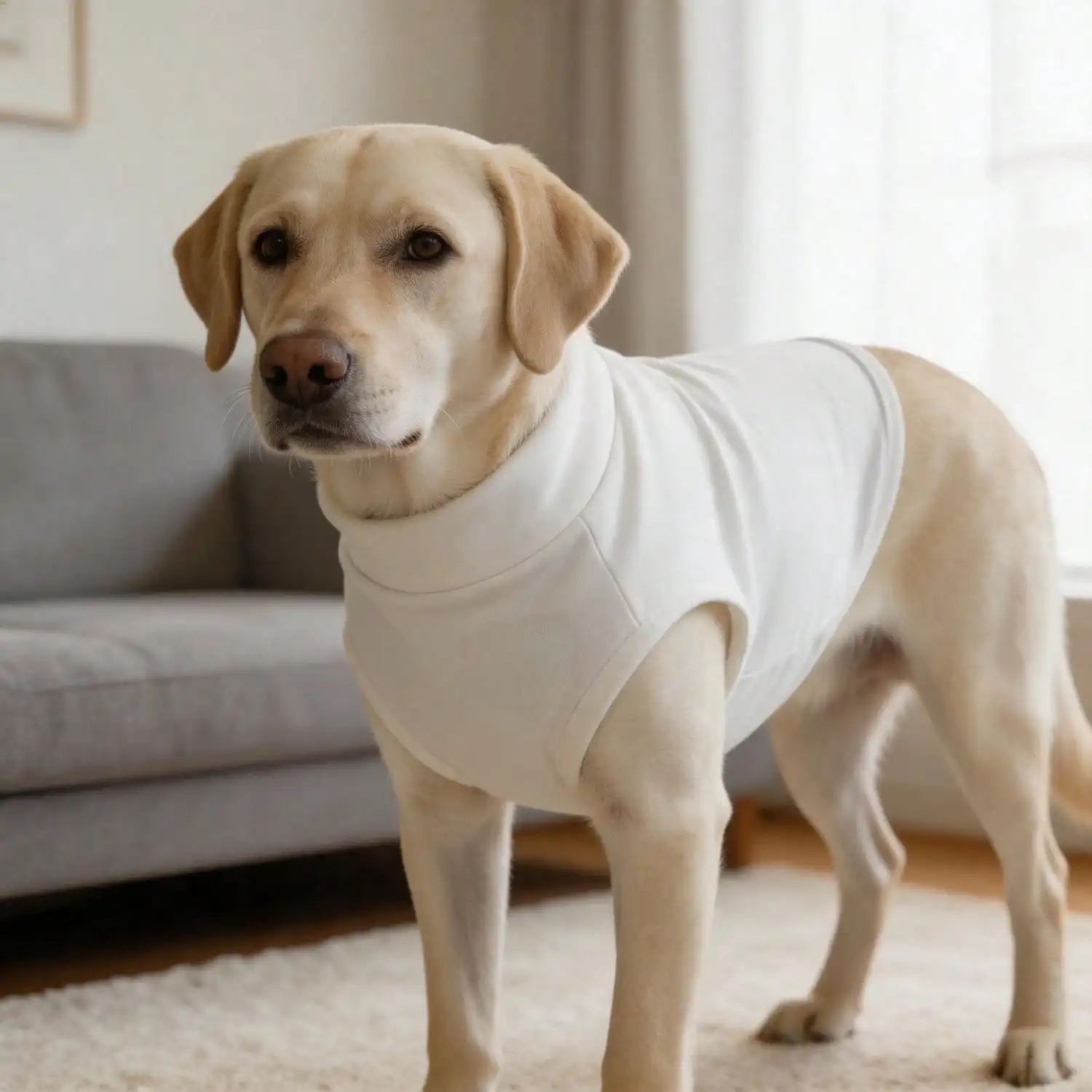 Ärmelloses Rollkragen-Hundeweste für große Hunde, weiche Strickkleidung für Haustiere mit niedlichem Bären-Applikationsaufnäher, warmes Hausoutfit – Detail 16