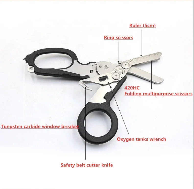 New Stainless Steel Medical Scissors Multi Functional Tactical Scissors Outdoor Survival Foldable Retractable Creative Gadget