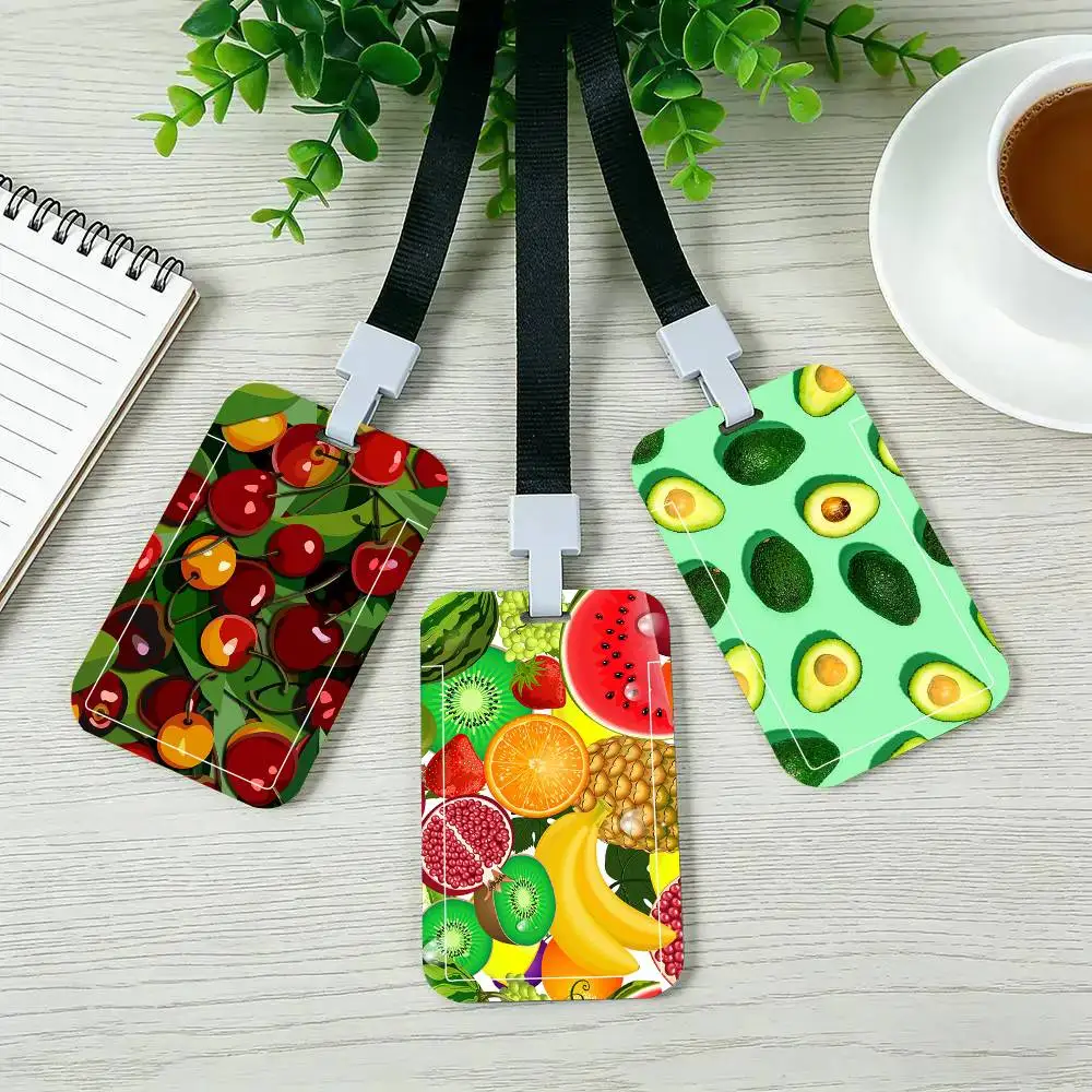 

Cartoon Fruit Black Lanyard Card Holders Student Meal Cards And Campus Ids School