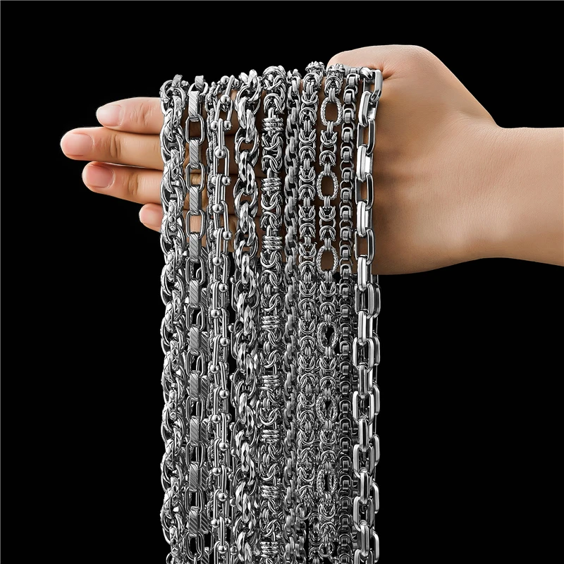 High-end 316L Titanium Steel Hand-assembled Ins Ladies Necklace Male Trendy Personality Hip-hop Sweater Chain Wholesale