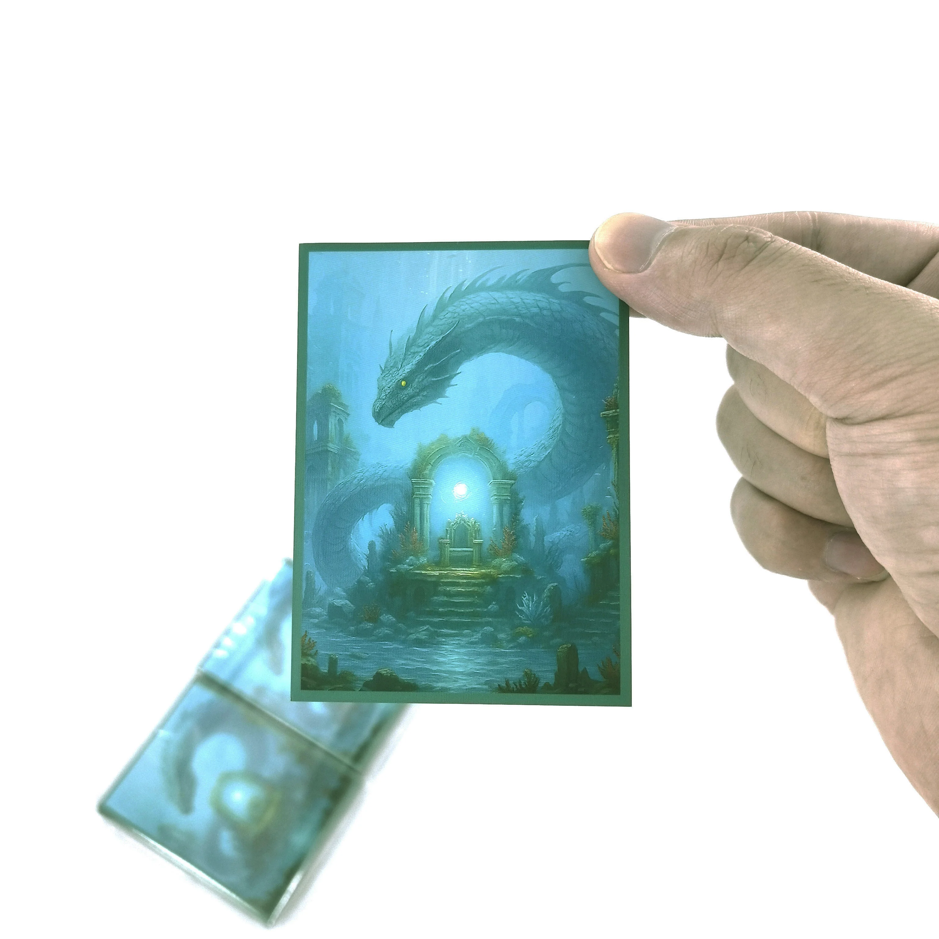 Ochraniacze na karty MTG, 100 sztuk, matowe, antypoślizgowe, ułatwiające mieszanie kart, 6,6 x 9,1 cm, pasują do TCG OCG CCG PTCG (Sea Snake) — zdjęcie produktu 5