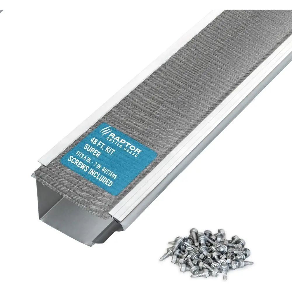 

GUTTER GUARD — 48 футов. (Nominal) Комплект защиты желобов из нержавеющей стали для подрядчика с микросеткой и винтами в комплекте. Подходит для 6-дюймовых &