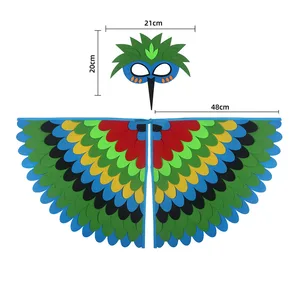 Trẻ em Owl Winges Trang phục Động vật Peacock Feel Cover với mặt nạ cho trẻ em bé gái biểu diễn Bữa tiệc Halloween Bữa tiệc Halloween 10 Cánh Carnival bán hàng chính - №2