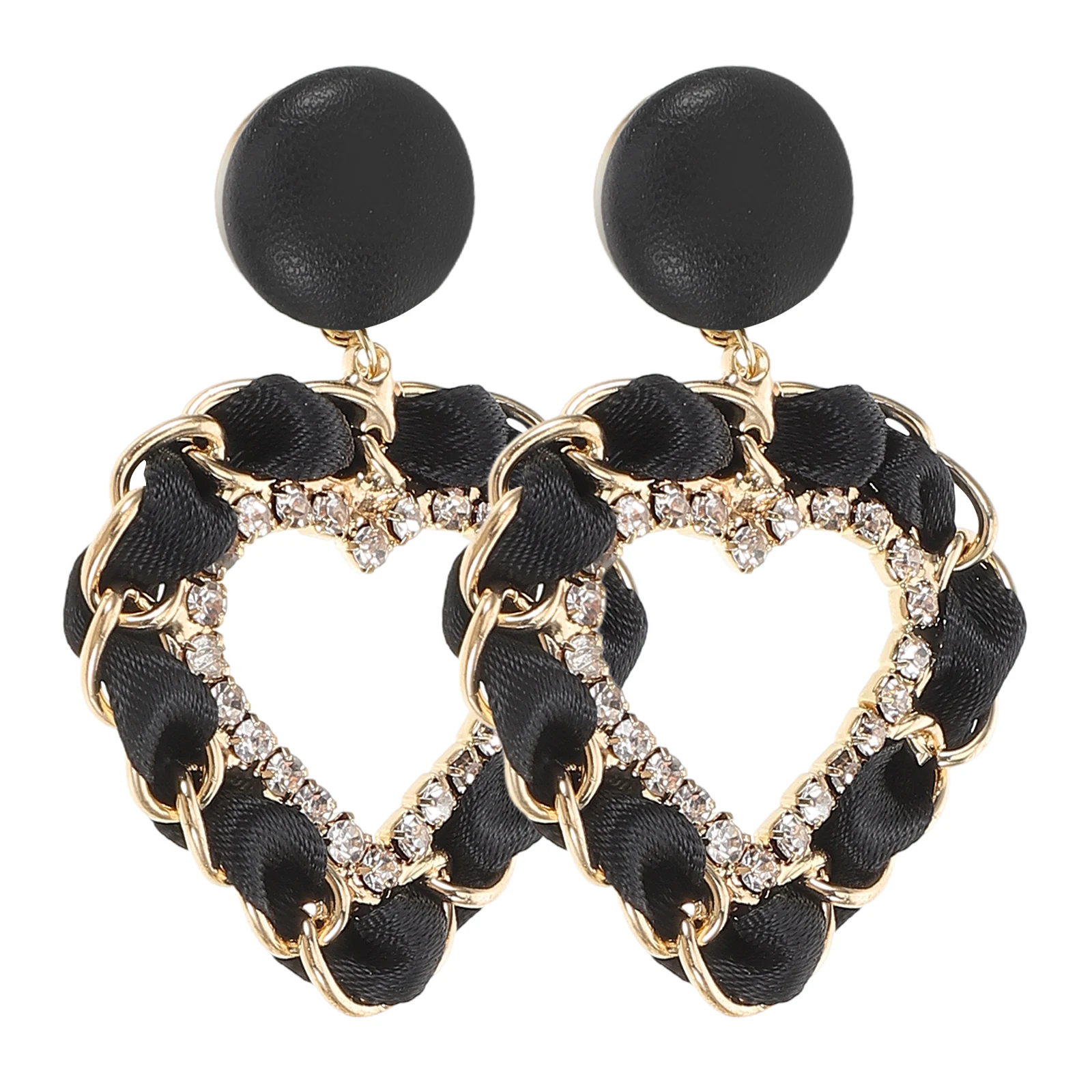 

Heart Earrings for Women Trendy Cartilage Heart Stud Bridesmaid Rhinestone Fashion Asymmetric Aquamarine Beachy Black Red