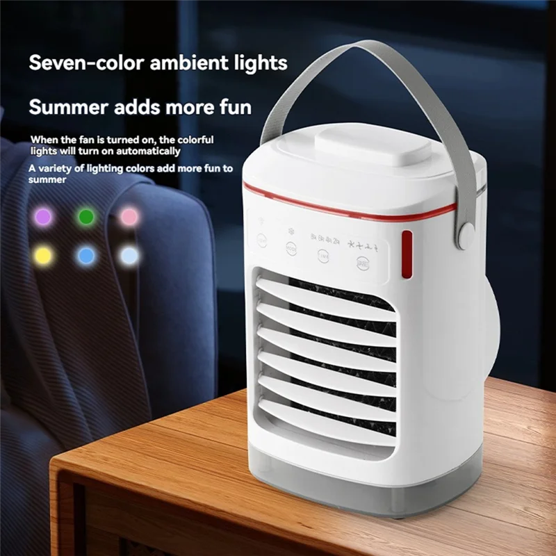 ABVI-7 Color Light Refrigeration Evaporative Air Cooler Portable Air Conditioner Desktop Fan With 4 Speeds For Bedroom Office