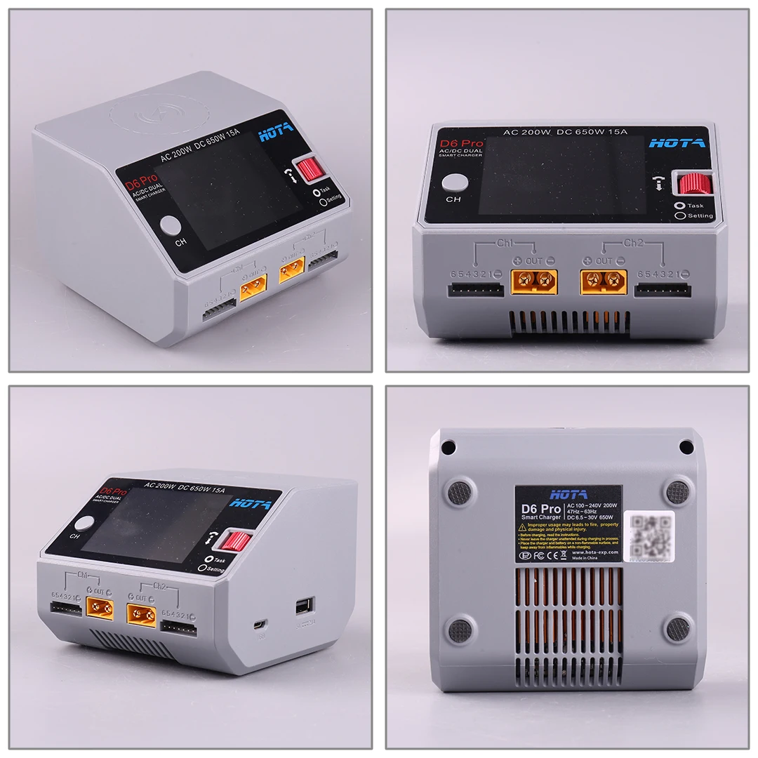 HOTA D6 Pro AC 200 w DC 2x325 w/15a Kanaal Smart Batterij Oplader Ontlader Lipo Oplader voor RC Drone Onderdelen