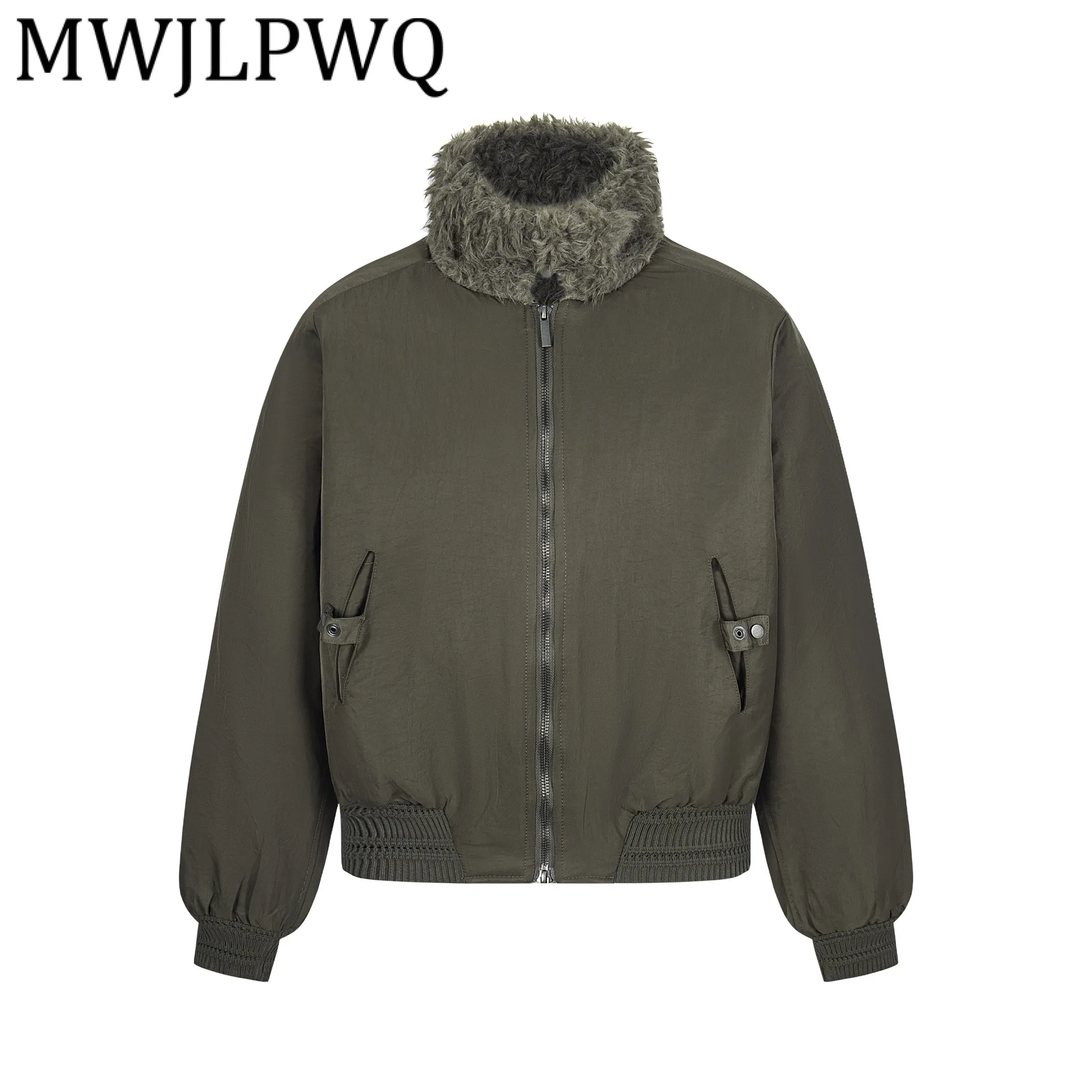 

MWJLPWQ 2025 Новые хлопковые пальто для мужчин в американском стиле ретро, простые универсальные дизайнерские топы с меховым воротником-стойкой, уличные зимние модные 12917