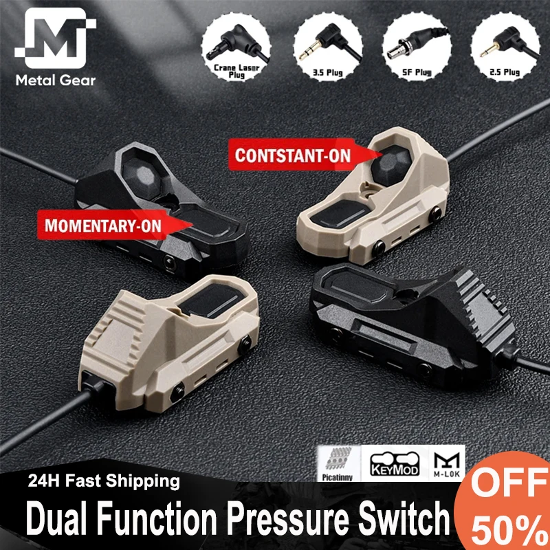 

Tactical AN Mod Button Switch M-Lok Keymod Picatinny Dual Function Single pressure Switches Crane Laser/2.5mm/3.5mm/SF Plug M300