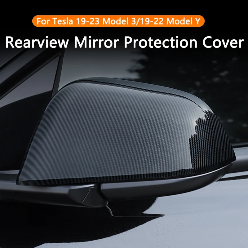

QHCP Car Rear View Mirror Cover Rearview Mirror Shell Cap ABS Side Door Mirror Decor Trims For Tesla Model 3 19-23 Model Y 19-22