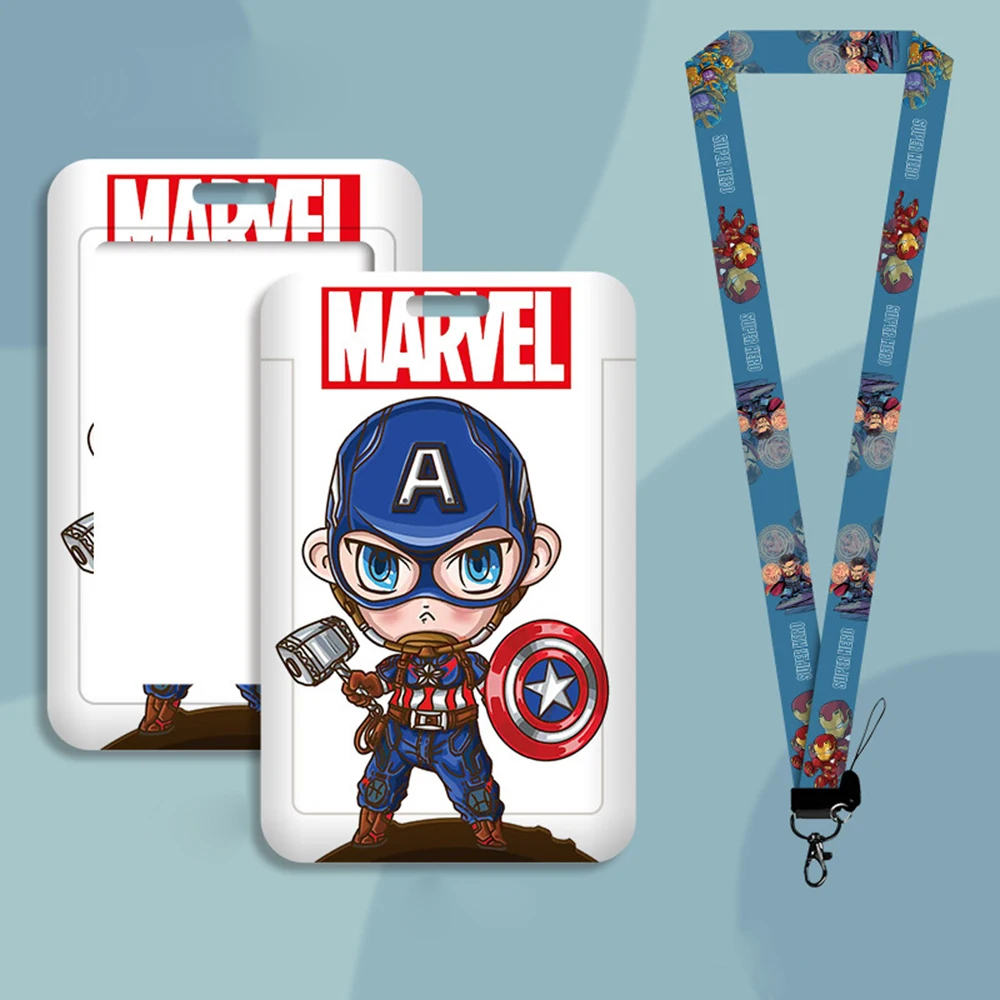 Marvel Card Sleeve Lanyard Iron Man Thor Spider-man Badge Card Sleeve Anime Card Sleeve Protective Sleeve