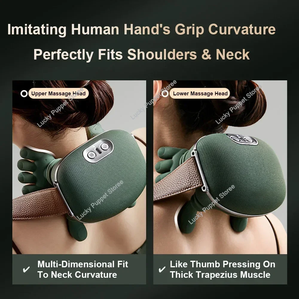 Bionische nek-schoudermassager Verwarmde rugmassagers Elektrisch kneden Spieren Massagekussen Nek Taille Been Lichaam ﻿ Modi op 3 niveaus