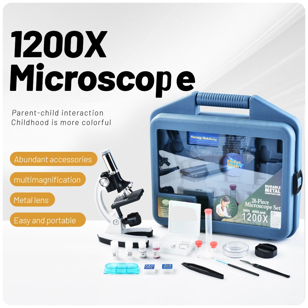 

Monocular high-definition microscope 1200 times biological students, professional children's science laboratory, primary and