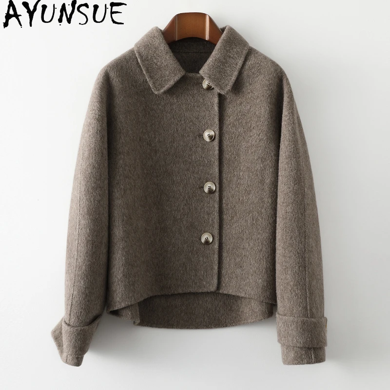 

AYUNSUE Elegant 80% Wool Coats for Women 2023 Fall Clothing High Quality Double-sided Woolen Jacket Short Loose Wool Jackets