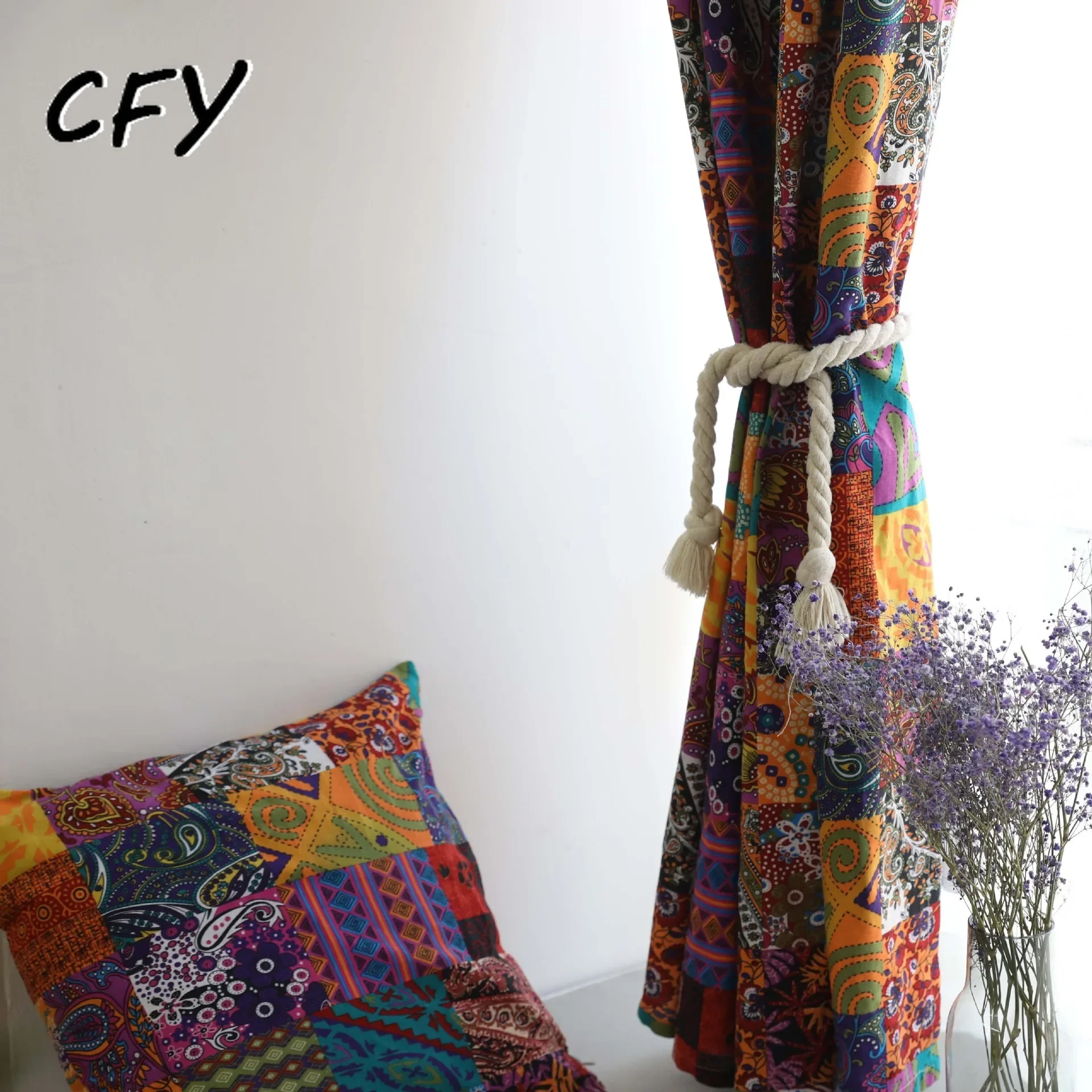 Boho Retro Ethnic Style Pattern Curtains for Bedroom Bohemian Kitchen Curtains Country Style Living Room  Blackout Curtains