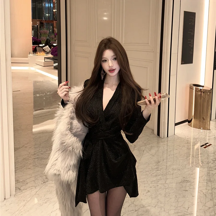 スリムフィット ハイウエスト Vネック セクシー ストラップ スリット入り ロングスカート レディース レトロ ファッション 韓国風 通勤 スカート