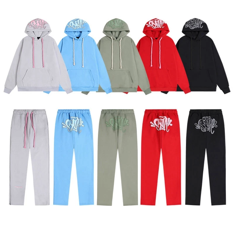 

Syna American Street Drill Classic Floing Print Faionable Fce Hoodie Casual Pants Set Youth Autumn Long Sve Long Pants