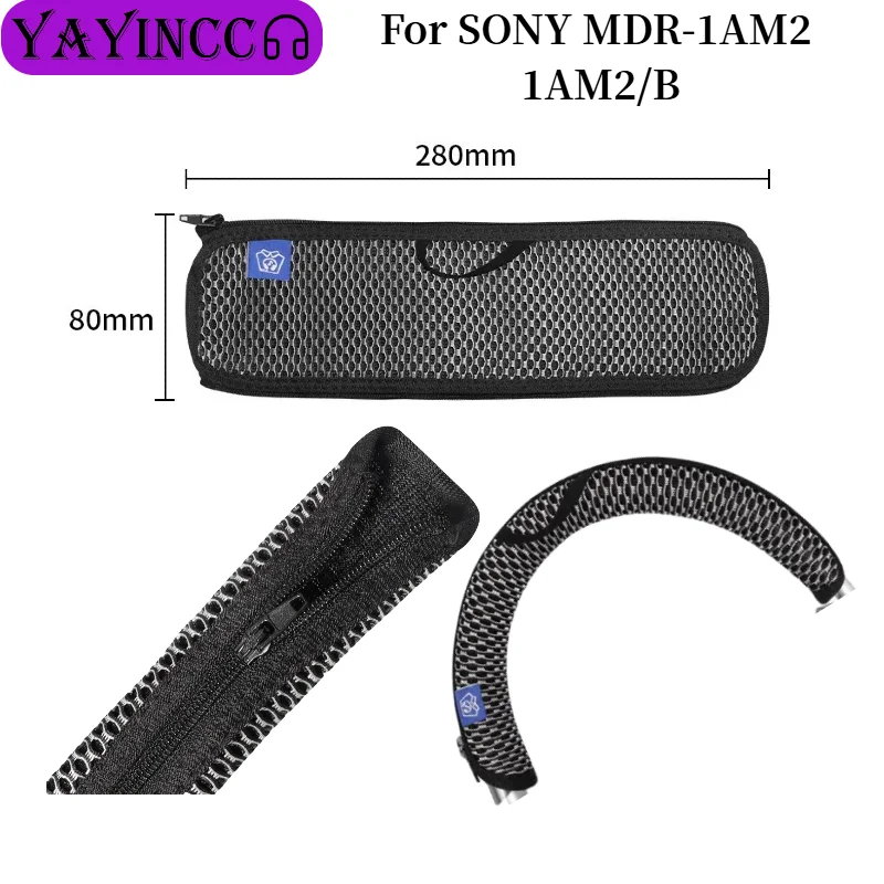 

Replacement Headband Cover For SONY MDR-1AM2 1AM2/B Headphones Mesh fabric zipper head beam protective cover