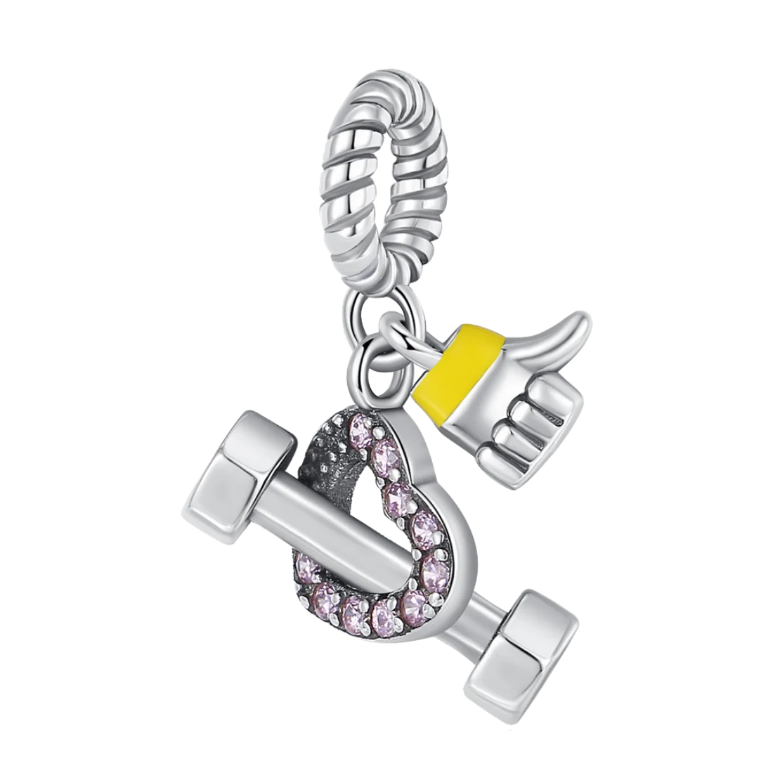 925 Sterling Silver Pendant Dumbbell Horizontal Bar Beads Compatible with Original Bracelet Necklace DIY Jewelry Gift
