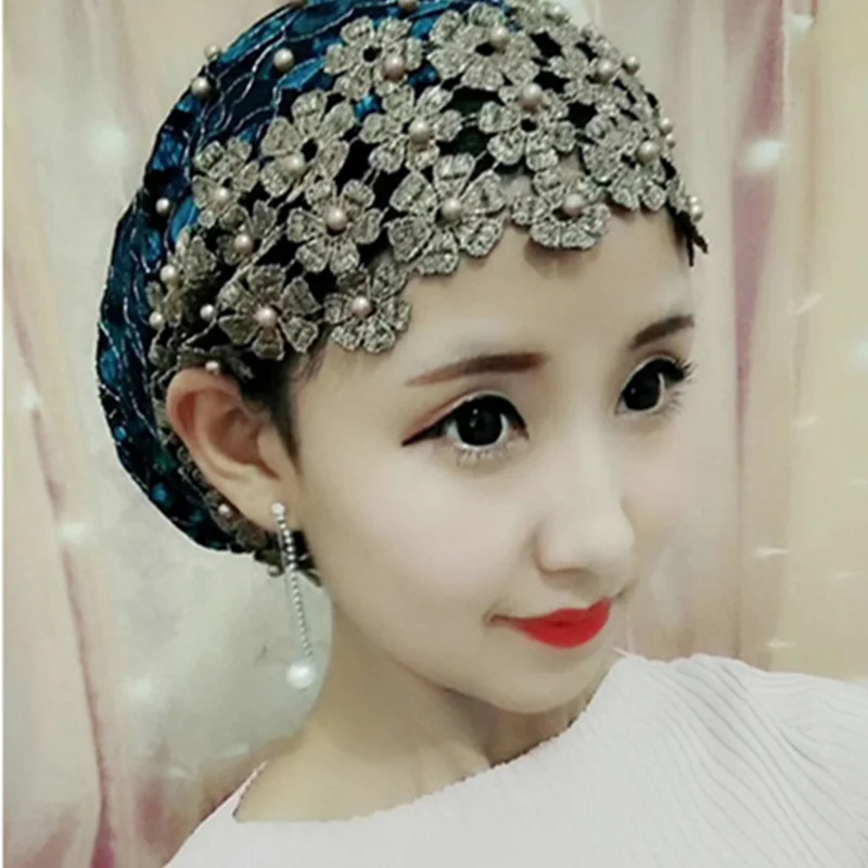 Beading Women\'s Lace Turban Cap Embroidery Muslim Women Summer Hats Islamic Headwear Bonnet Ready to Wear Female Head Wraps