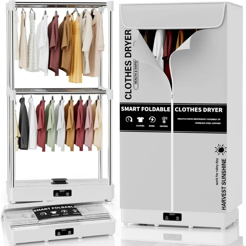 

Portable Foldable Electric Clothes Dryer with Timer Large Capacity Laundry Drying Rack for Home Apartment RV