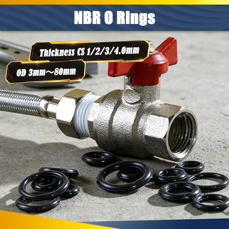 OD 3~80mm CS 1 2 3 4mm NBR O Ring Seal Gasket Thickness Nitrile Butadiene Rubber Spacer Oil Resistance Washer Round Shape 50pcs