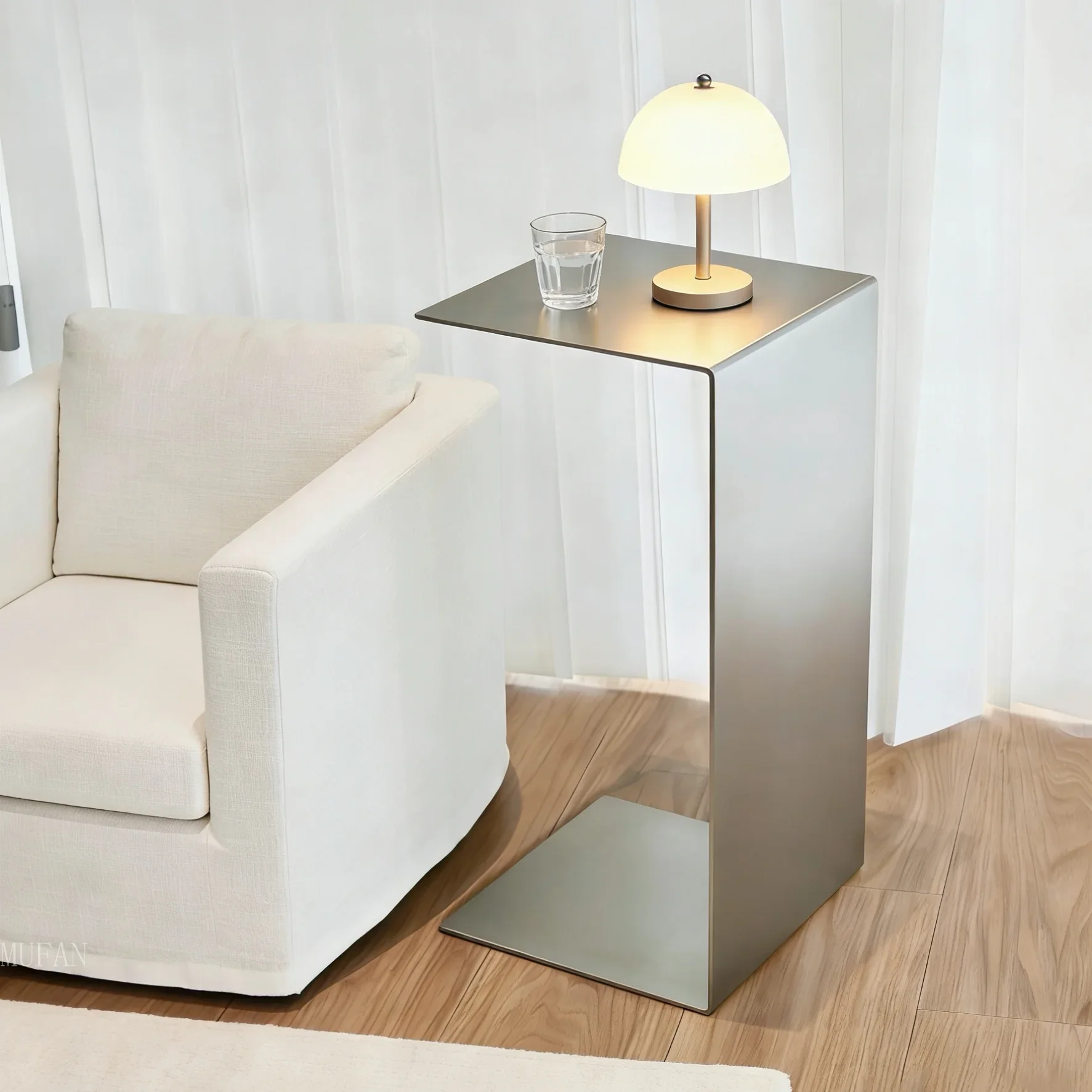 Brushed stainless steel edge few light luxury living room sofa corner few small apartments