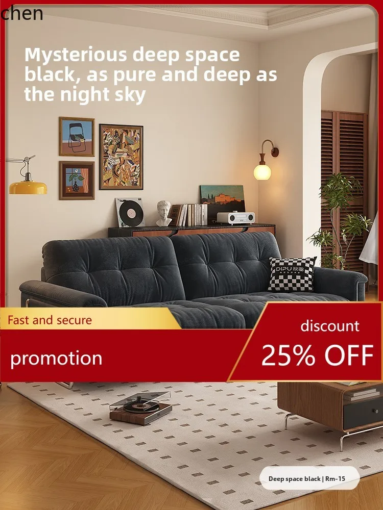 

HT Nebula Fabric Sofa Retro Living Room Small Apartment Cat Scratching Fabric Straight Row Sofa Minimalist