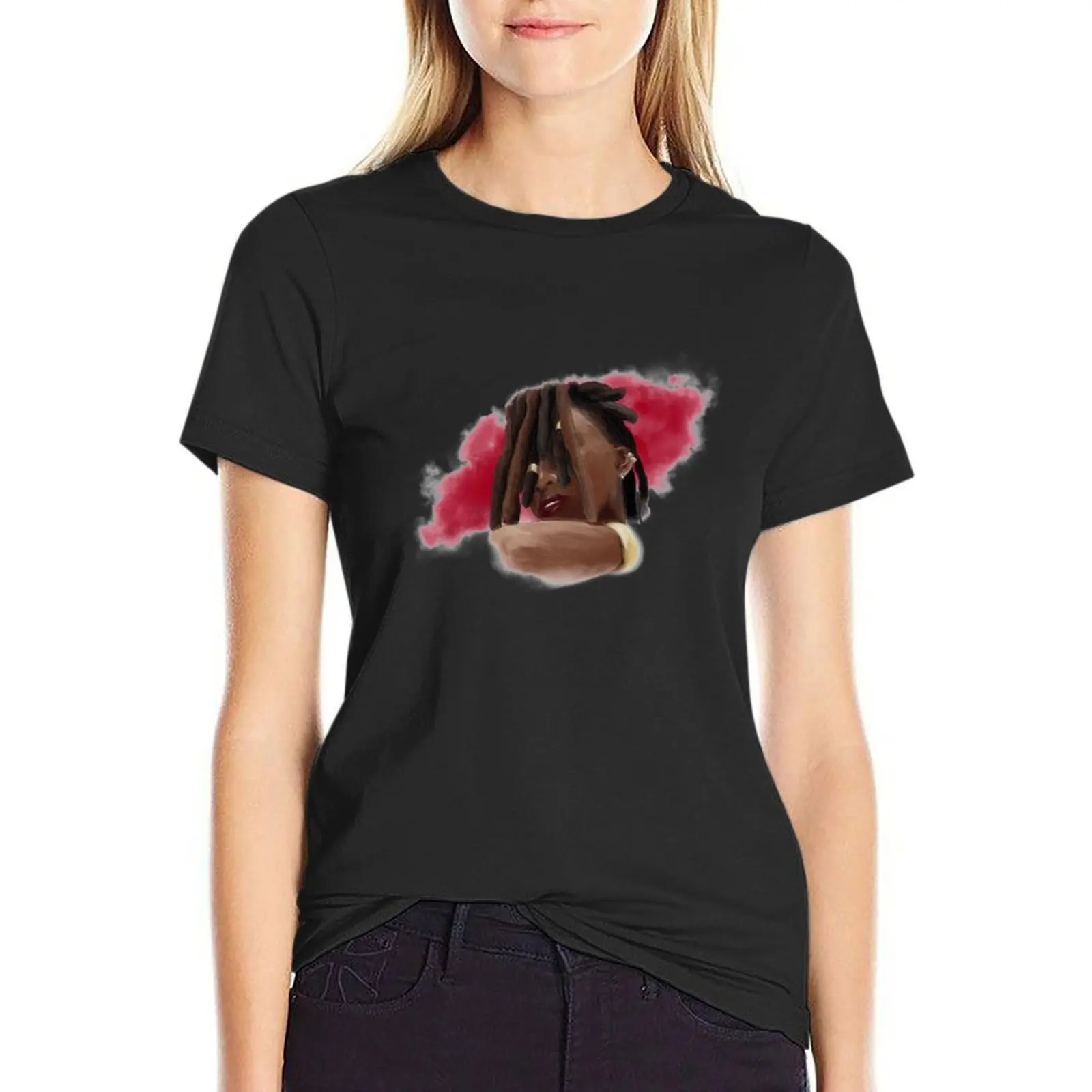 

Little simz portrait T-Shirt Female clothing quick-drying customizeds anime clothes black t-shirts for Women