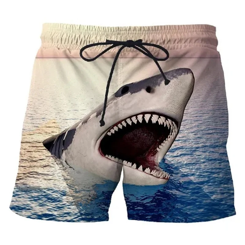 Fashion Shark Pattern Hawaiian Beach Shorts Animals 3D Print Men's Oversized Surfing Board Shorts Swimwear Trunks Men's Clothing
